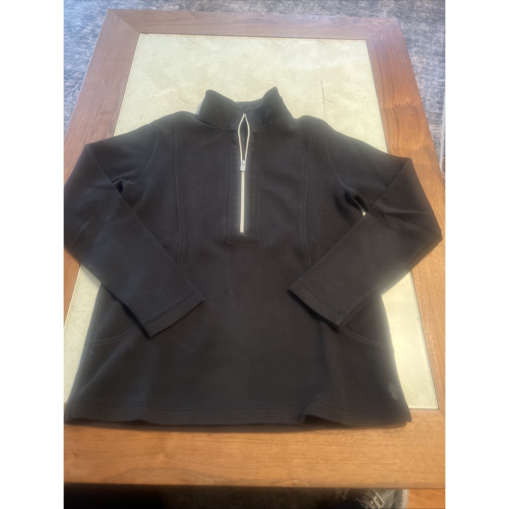 Tommy Bahama Black Pullover 1/4 Zip Men's Small Pineapple Logo‎ Design Cotton